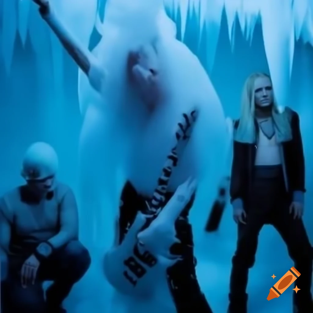 Frozen ice shards resembling punk rock performer