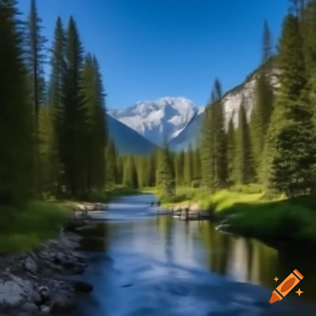 Mountain river flowing through scenic landscape