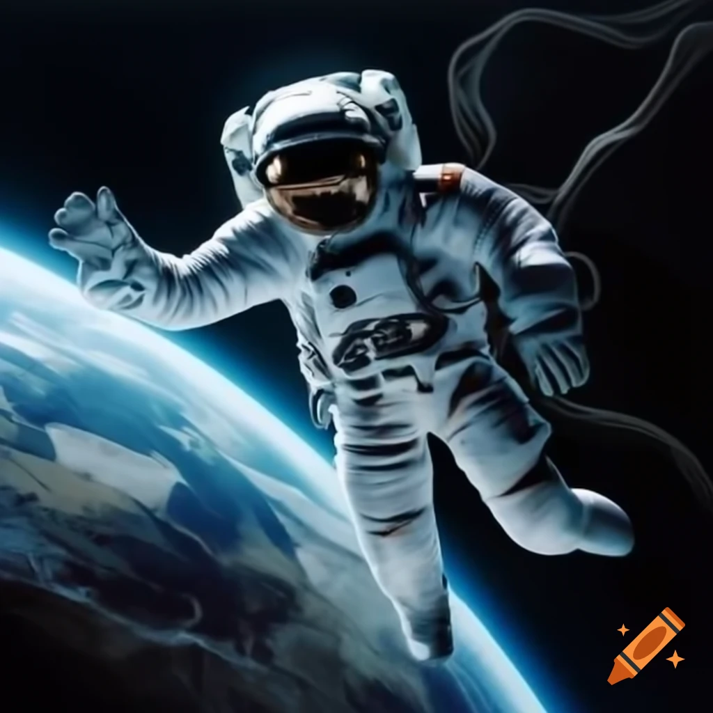 Astronaut reaching towards Earth on the moon