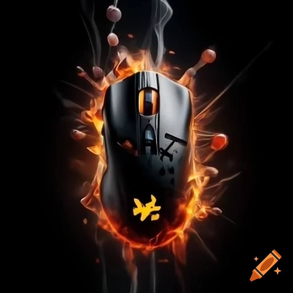 Exploding black gaming mouse, showcasing advanced technology
