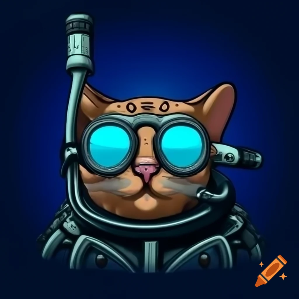 Cat in scuba gear exploring underwater