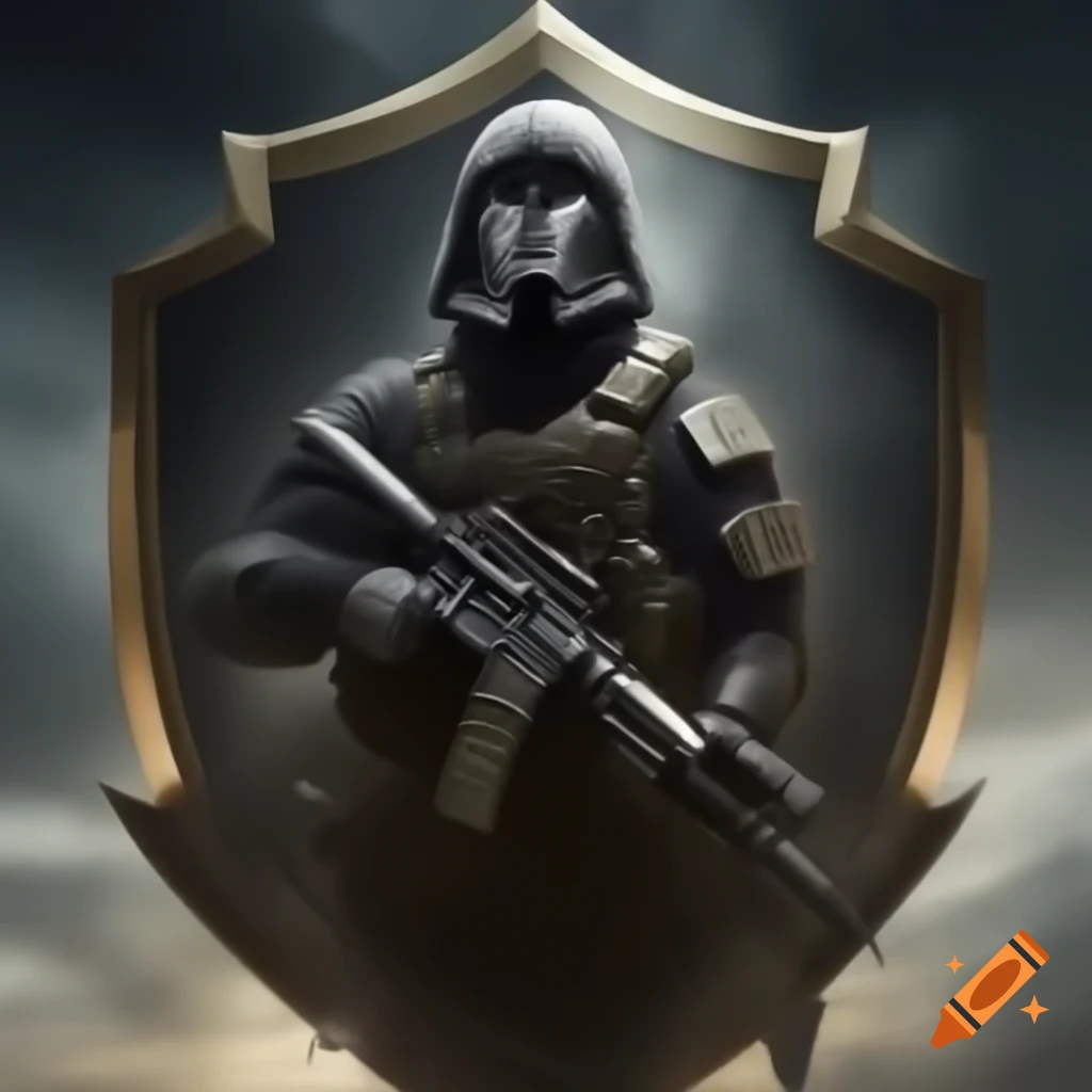 Shield featuring Christian imagery combined with an AR-15, symbolizing defense and defiance