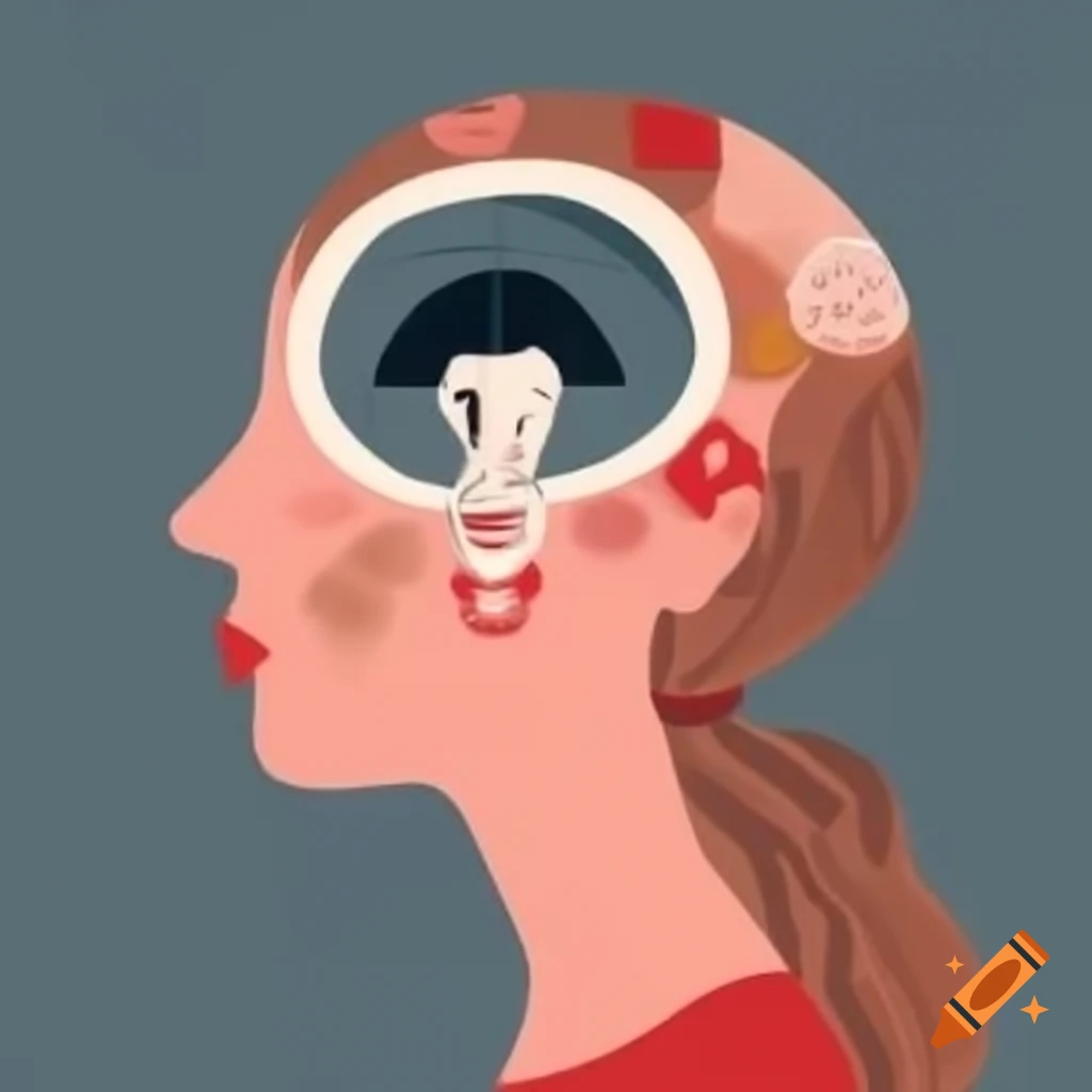 Woman dreaming with closed eyes and hand on head, cloud floating above her
