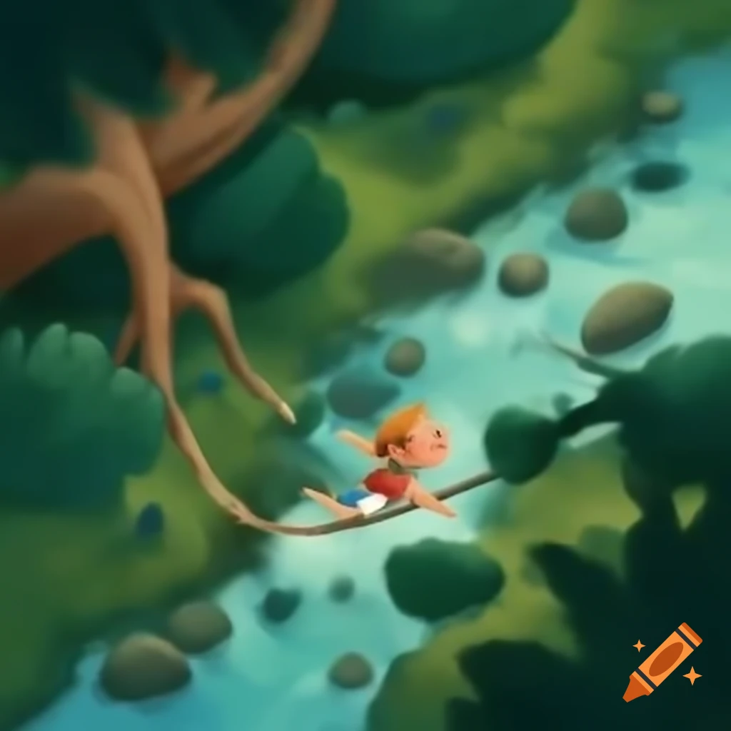 Child falling from snapped branch into river from height