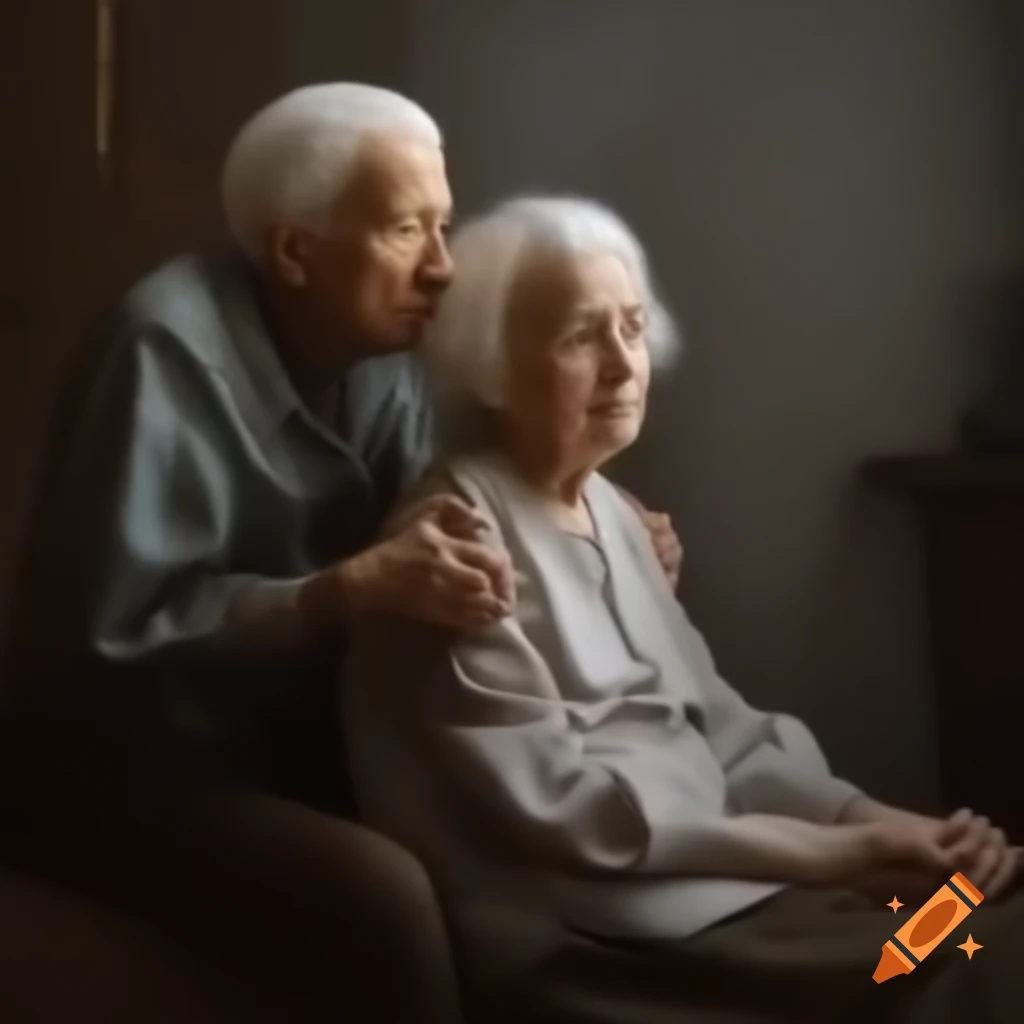 Imaginary representation of grandparents as Romeo and Juliet in a tragic scene