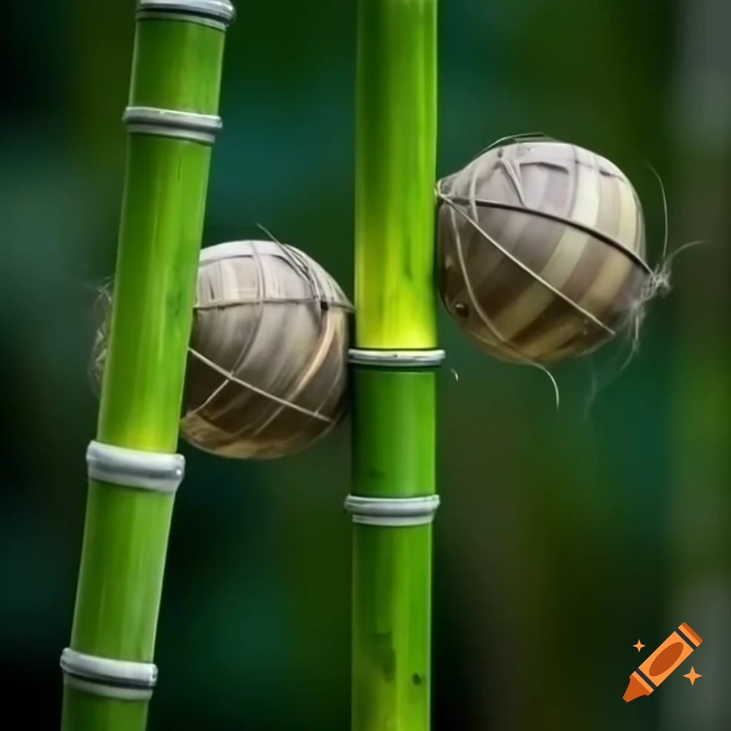 Bamboo rods striking a ball with force