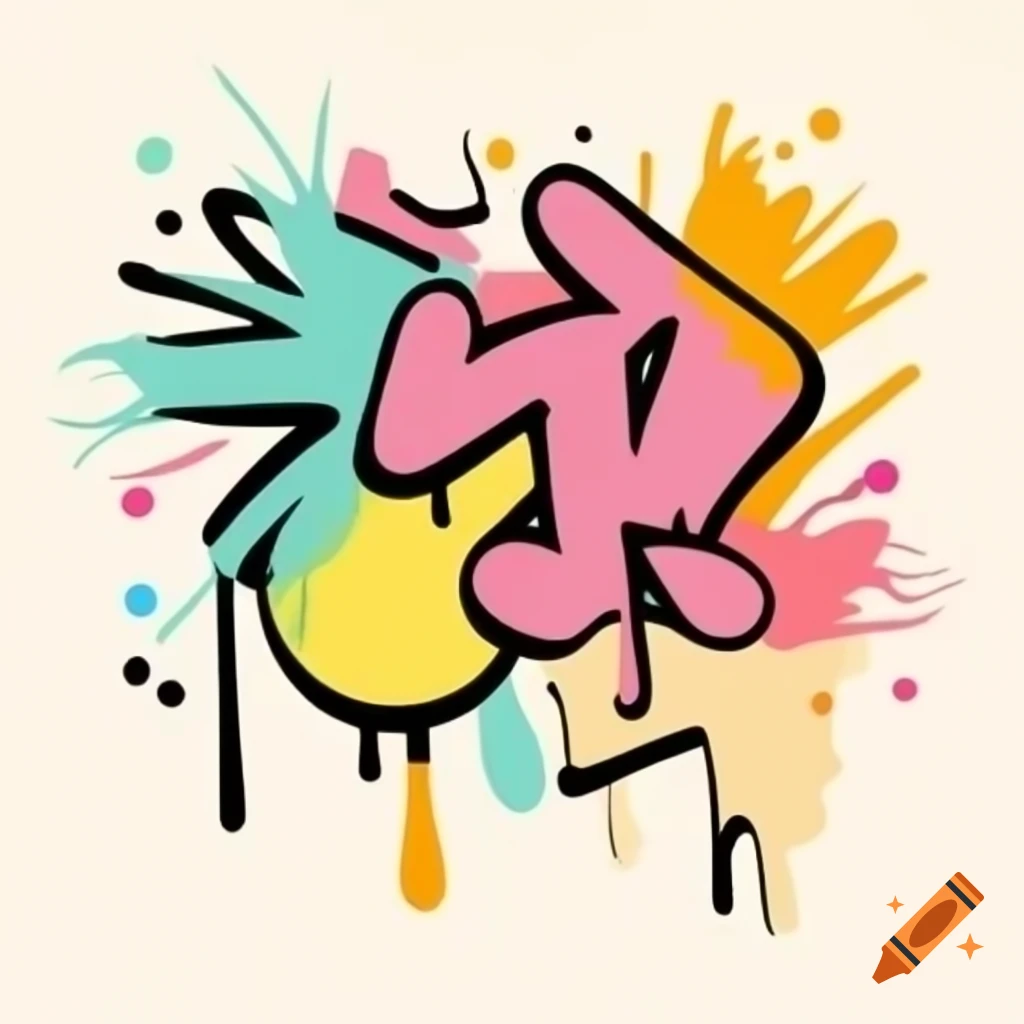 Colorful graffiti spray print for minimalistic t-shirt design