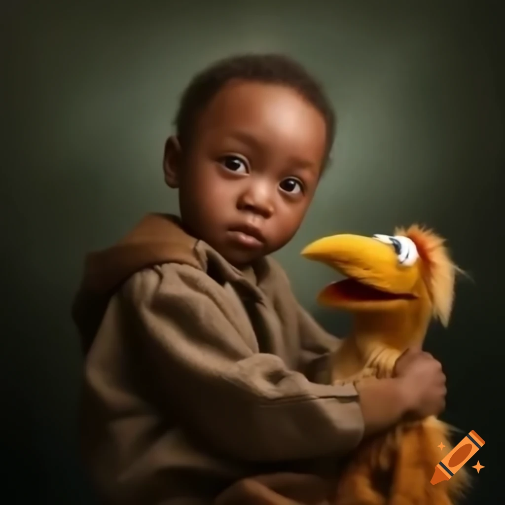 Child holding a colorful puppet