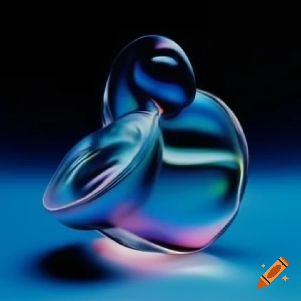 Pop surrealism photography featuring iridescent glass statue