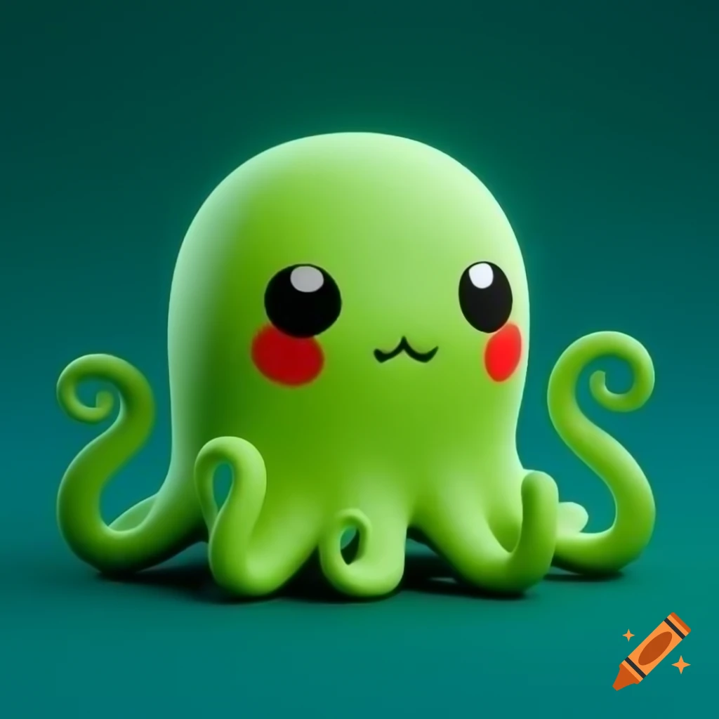 Cute octopus resembling Pikachu in green color