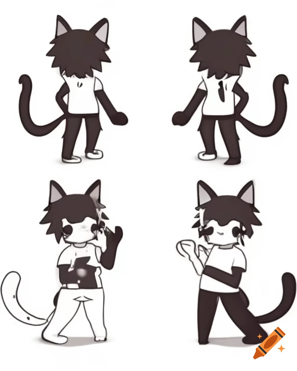 Cute anthro cat boy in kemono anime style