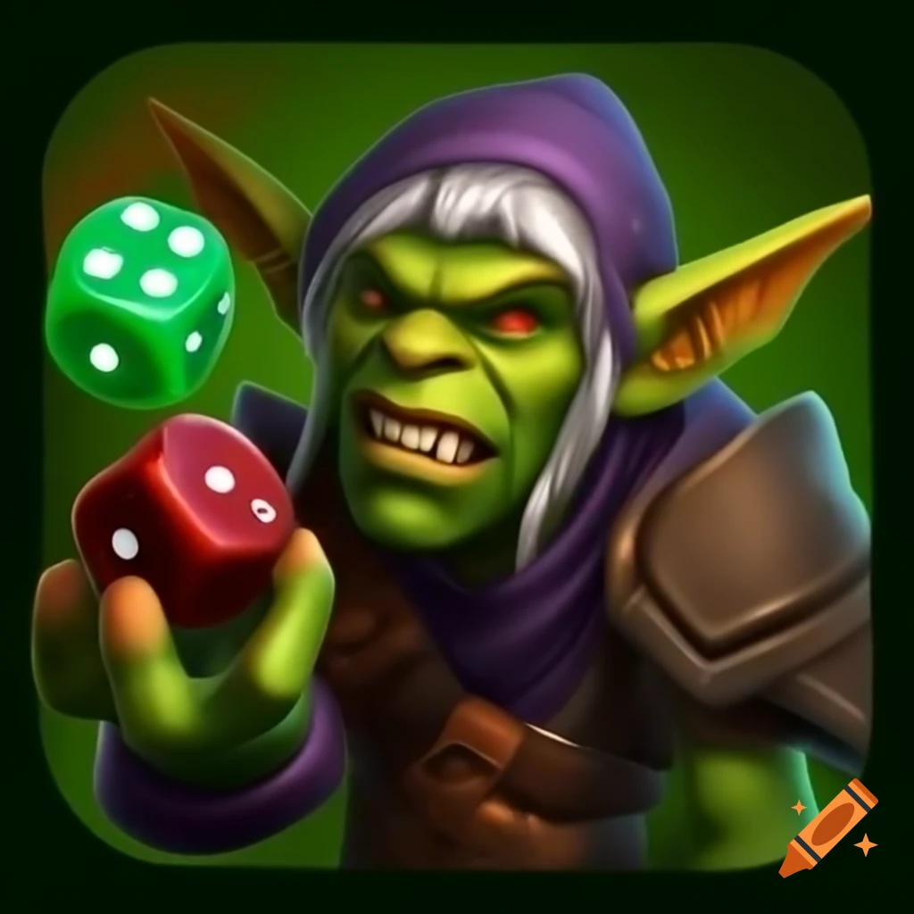 Goblin character from Clash Royale rolling dice