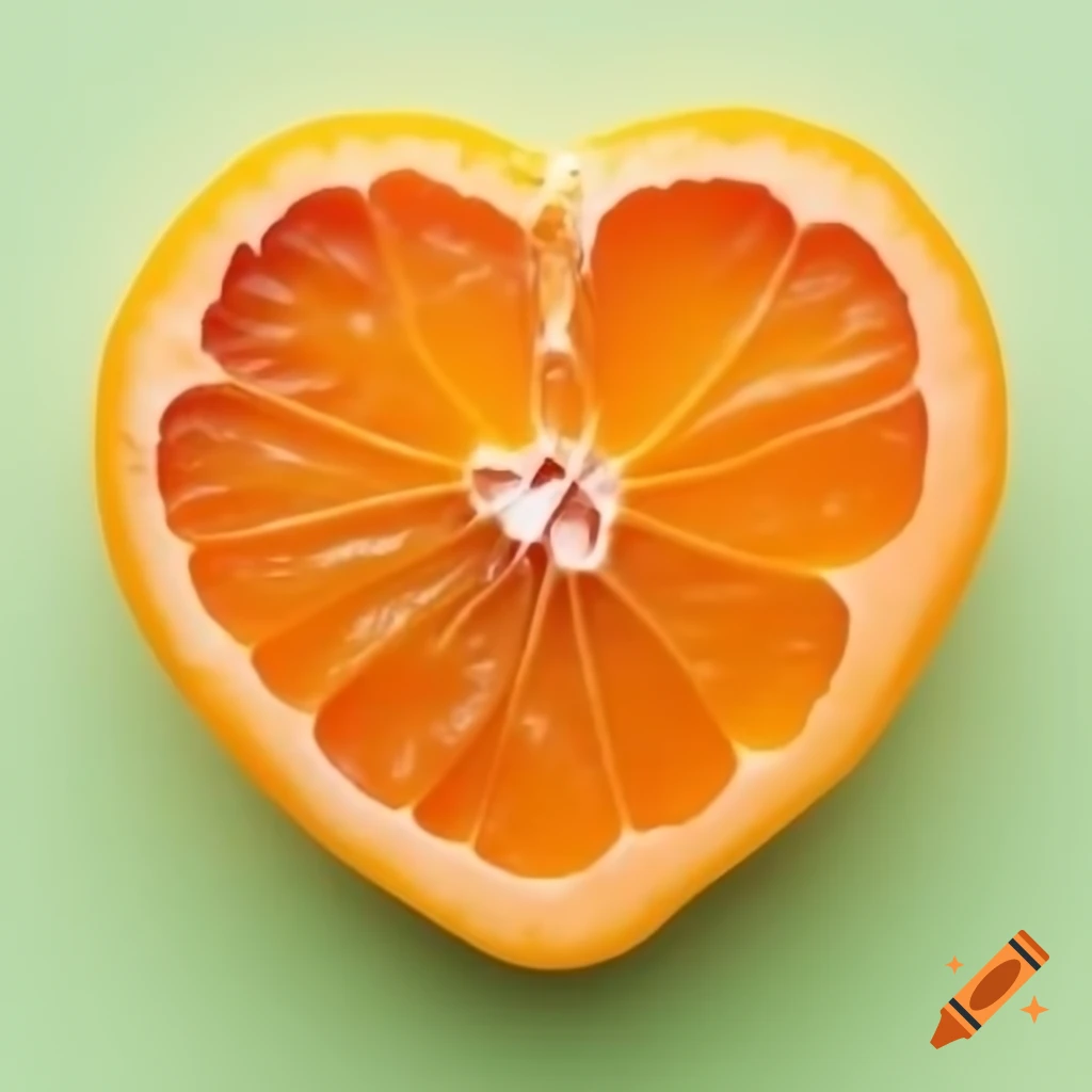 Heart-shaped tangerine on a white background