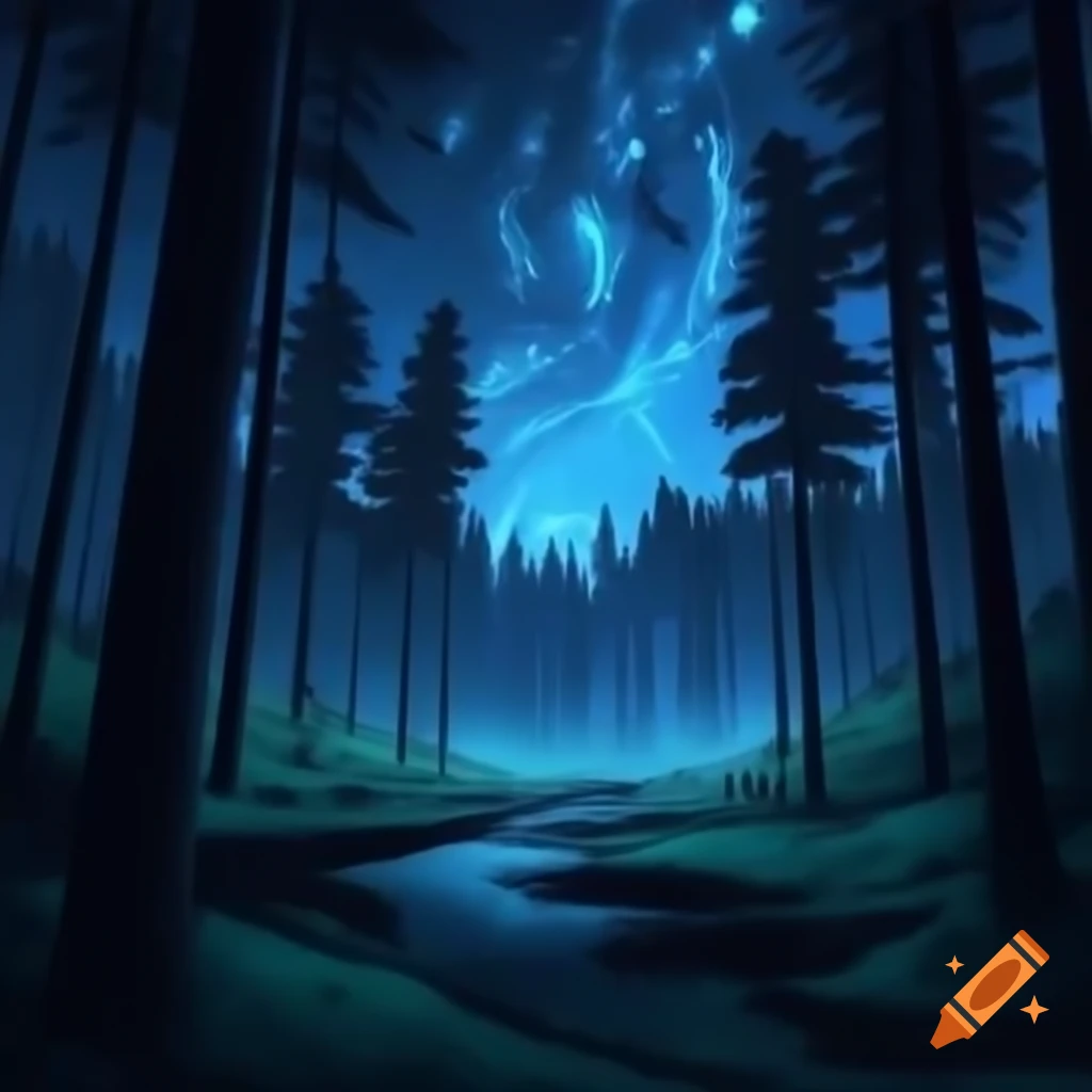 Ultra realistic forest at night