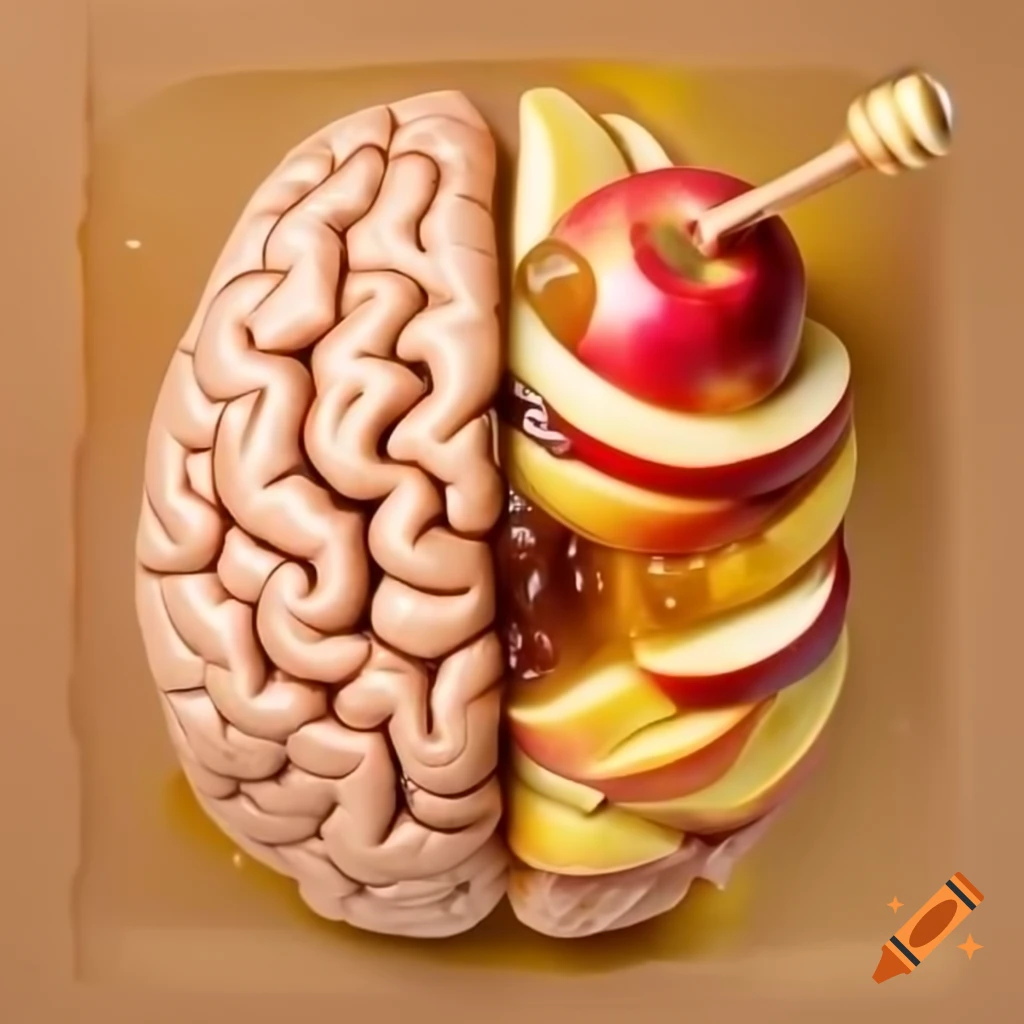 Human brains with apple and honey for Rosh Hashanah