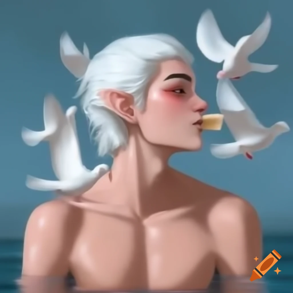Character profile of Callum Elivinous, a male from the ancient dove people with unique hair features