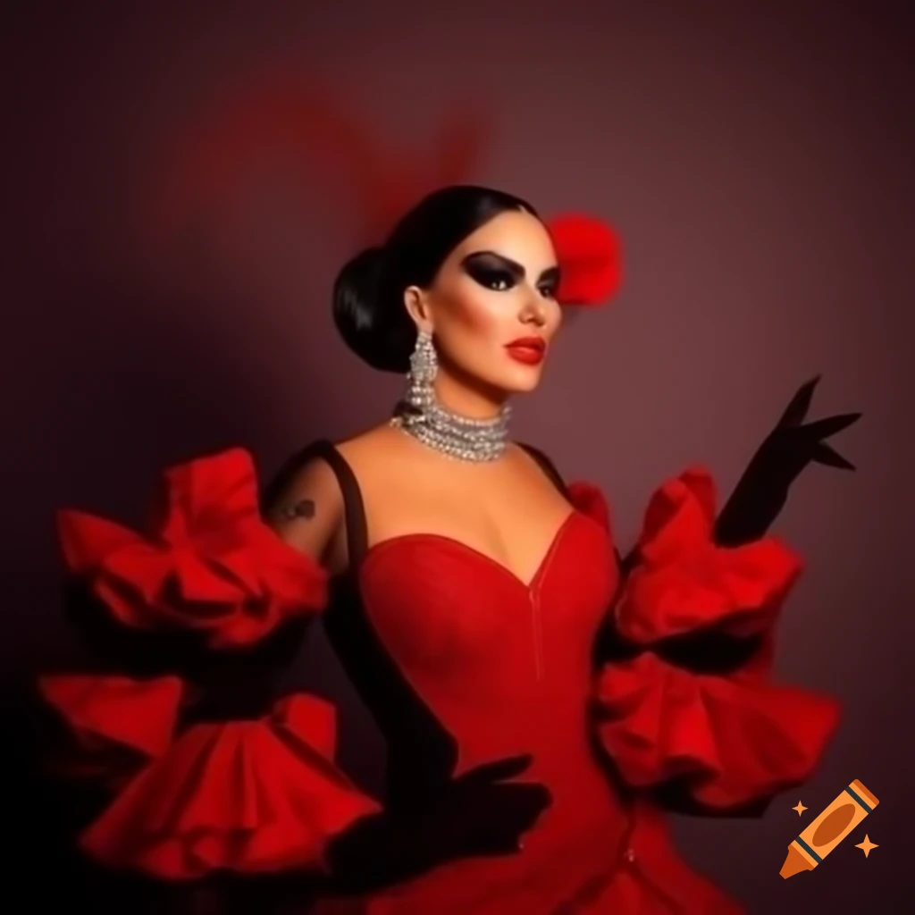 Stunning flamenco-themed gown for drag queen Isabella Flamenco
