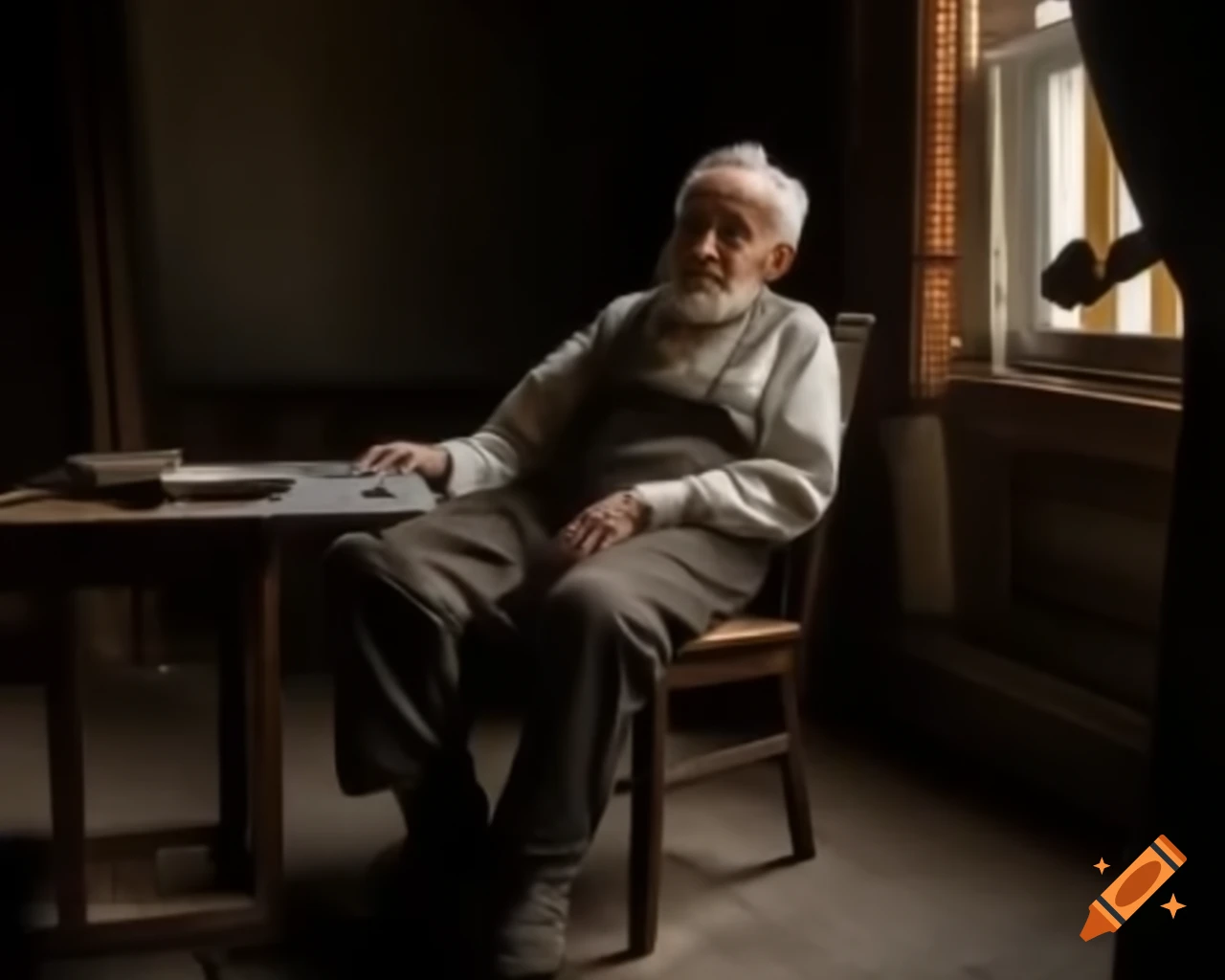 Old man sitting on a chair in a relaxed pose