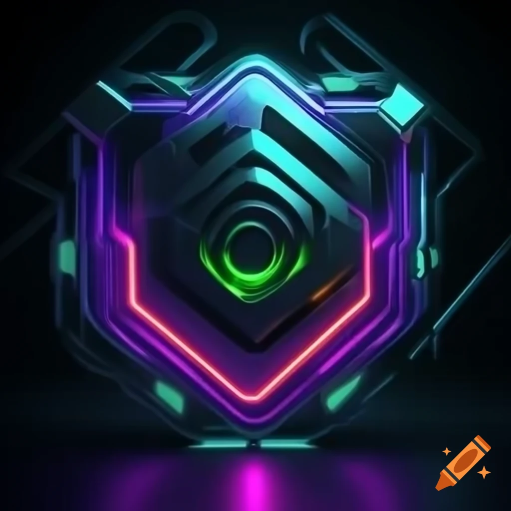 Cyberpunk neon cloud icon with geometric shapes, glowing blue and purple, futuristic tech
