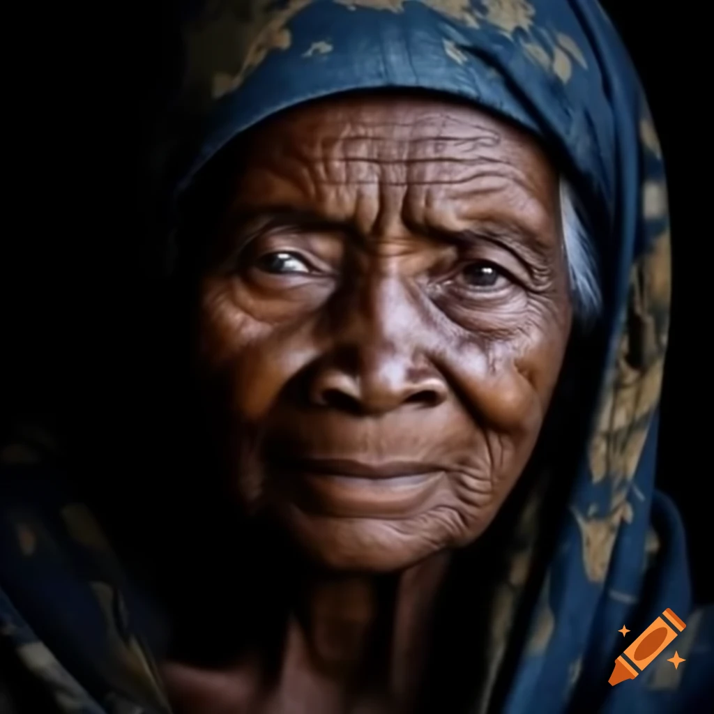 Elderly black female face portrait