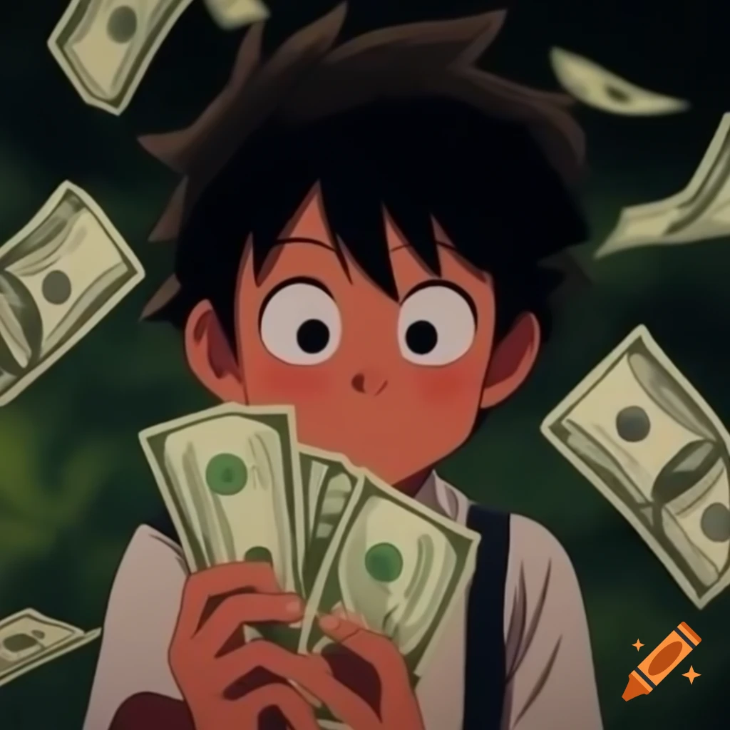Anime boy holding money