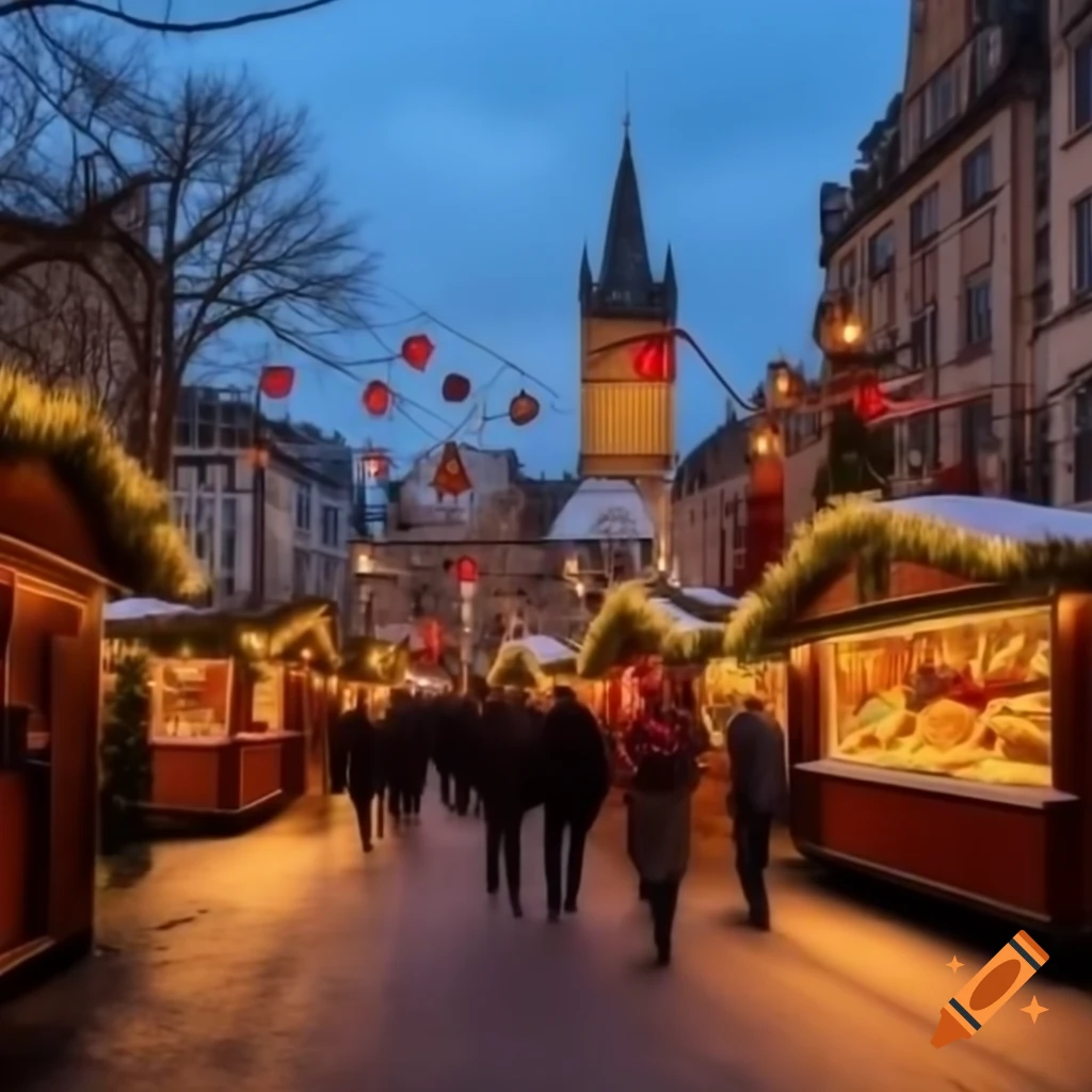 Beautiful Christmas market with festive decorations
