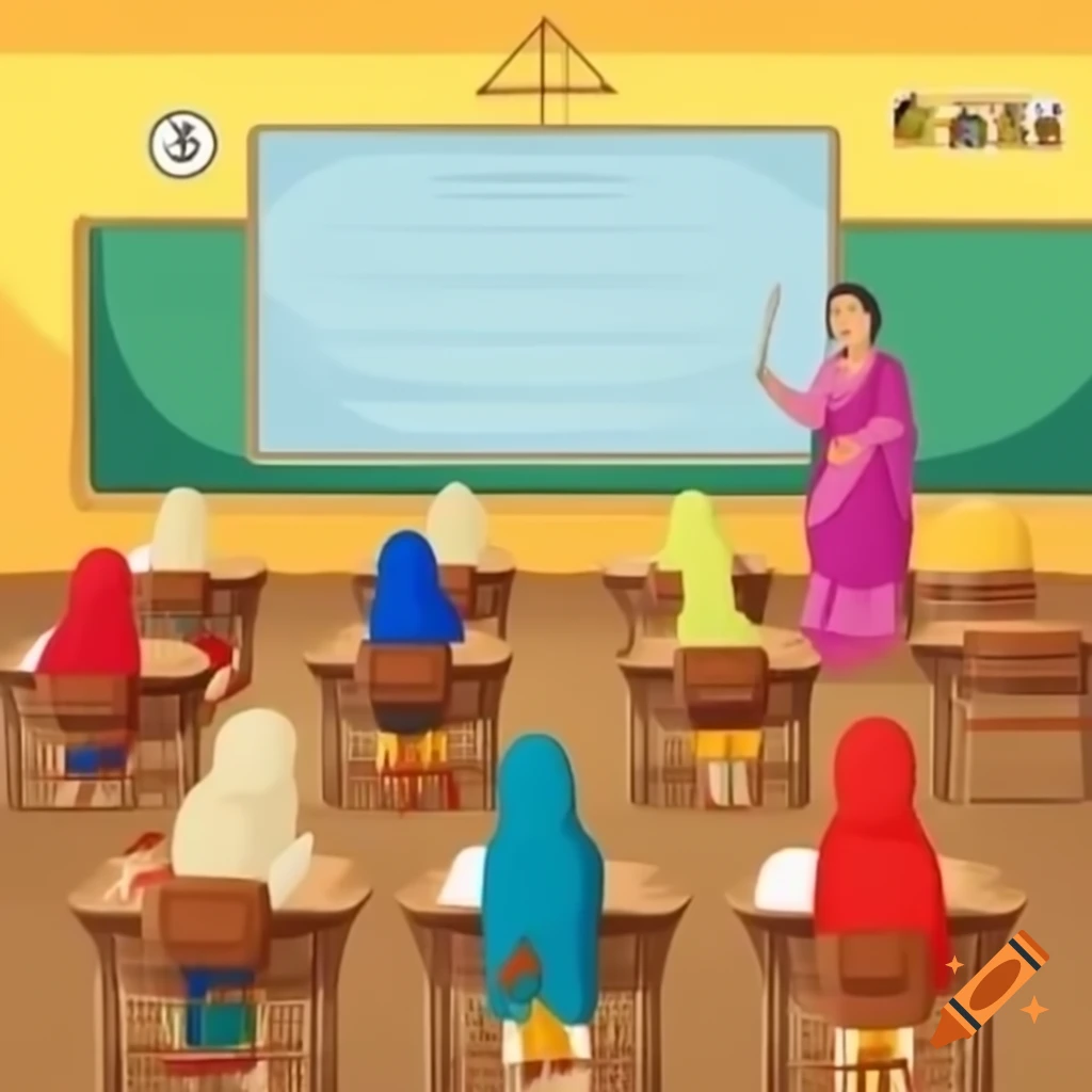 Teachers entering classroom with Bangladeshi students
