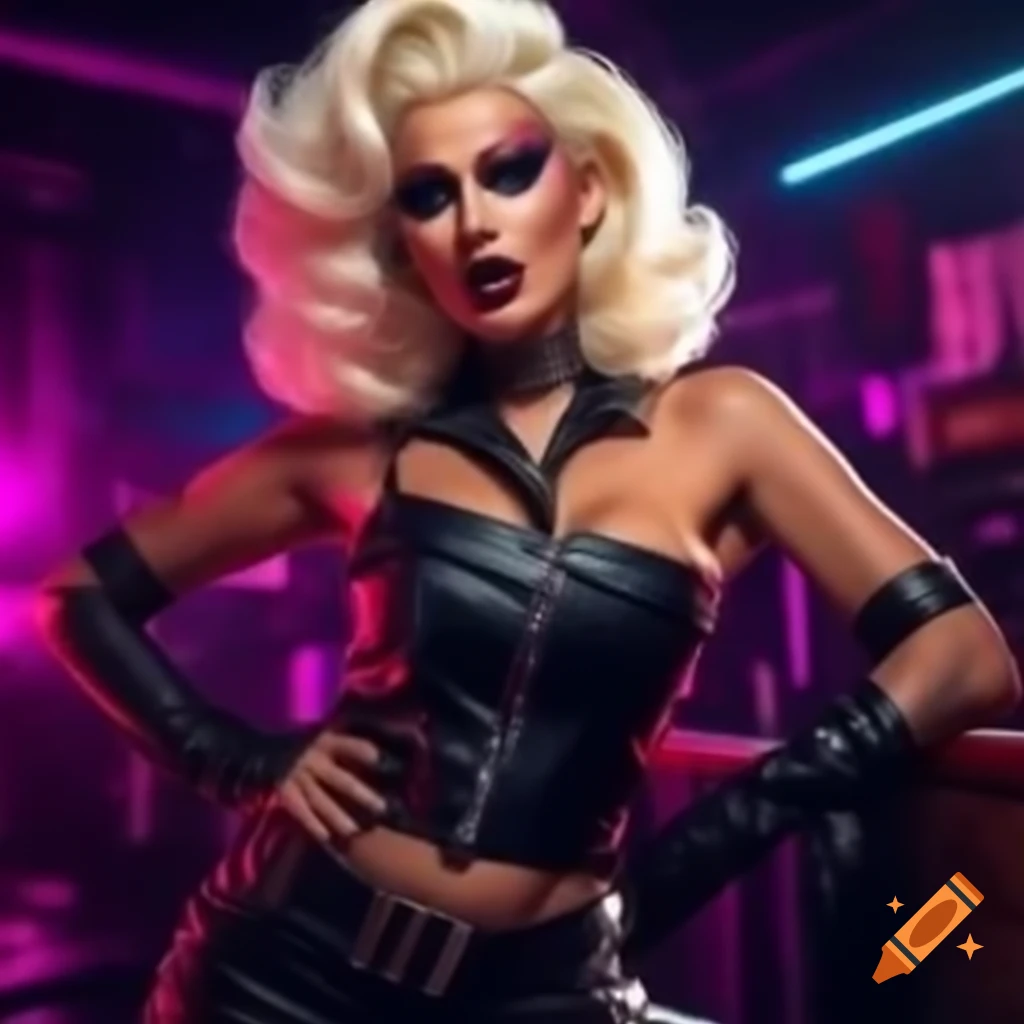 Promo for RuPaul's Drag Race featuring punk queen with blonde hair in leather
