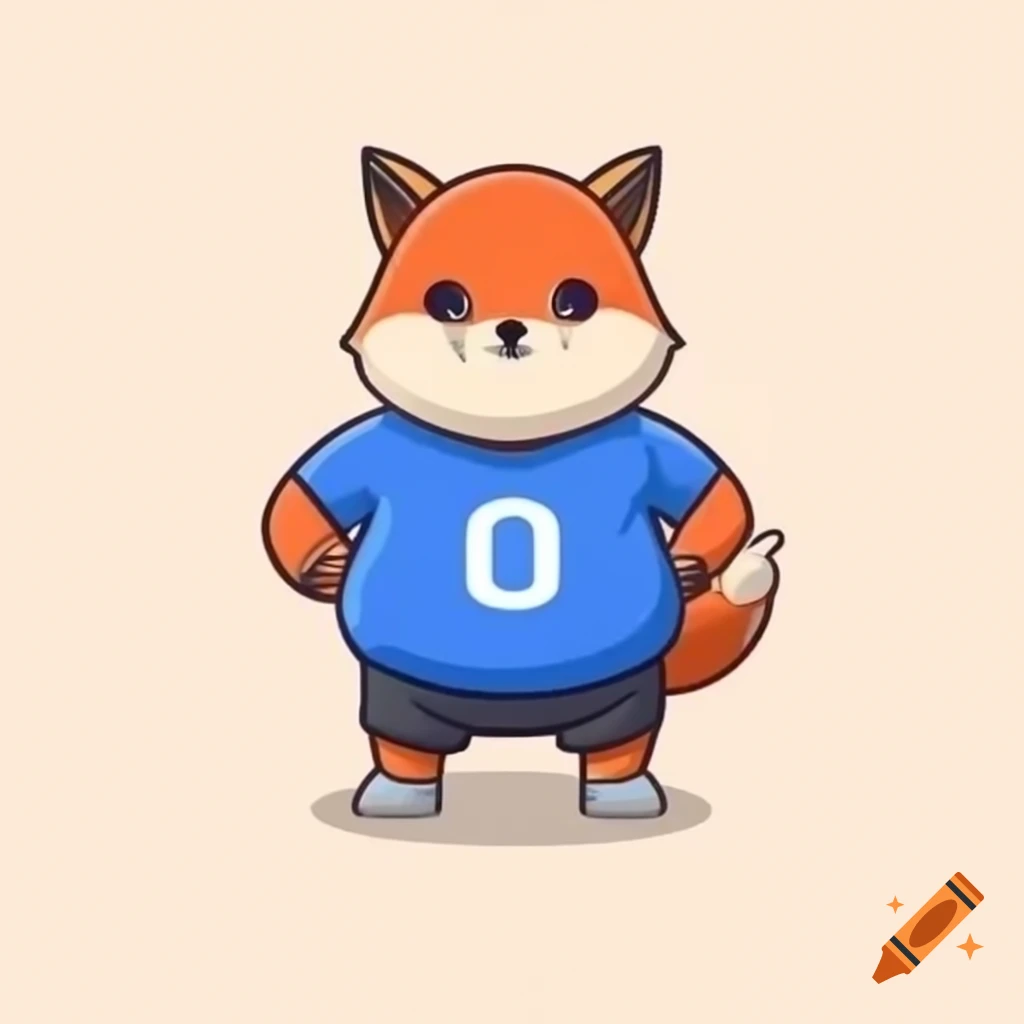 Chubby fox in a soccer shirt