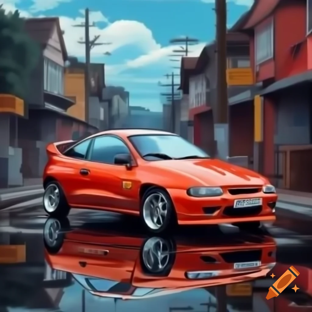1997 Opel Tigra coupe in Initial D anime style art