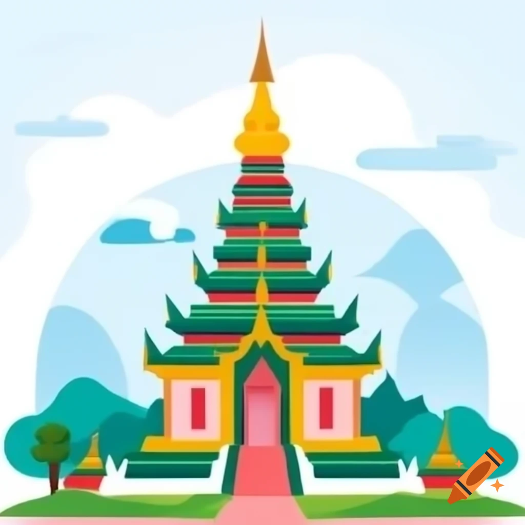 Flat illustration of a Myanmar pagoda