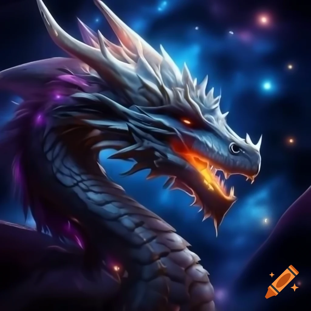 Celestial dragon with constellation under starlight wings