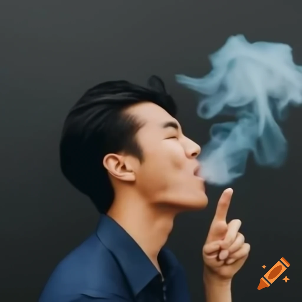 Man enjoying a smoke with a joyful expression