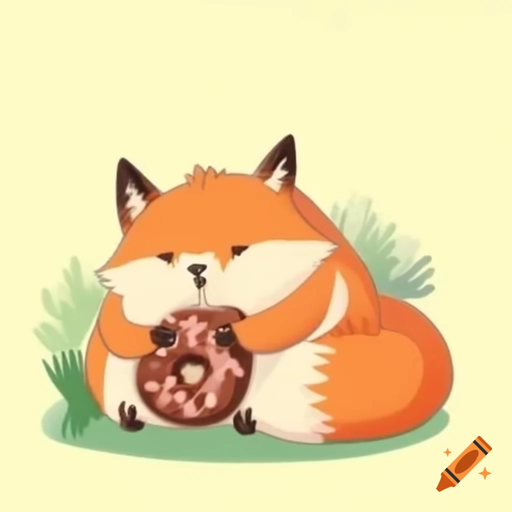 Fat fox enjoying a donut