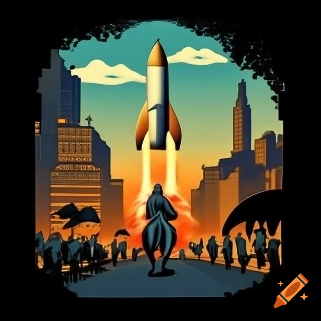 Time-traveling knight on horseback battling T-rex in modern city with SpaceX rocket