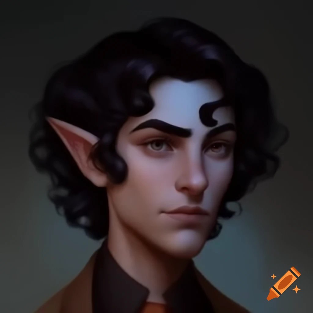 Dungeons and Dragons style professor with curly hair and goofy expression