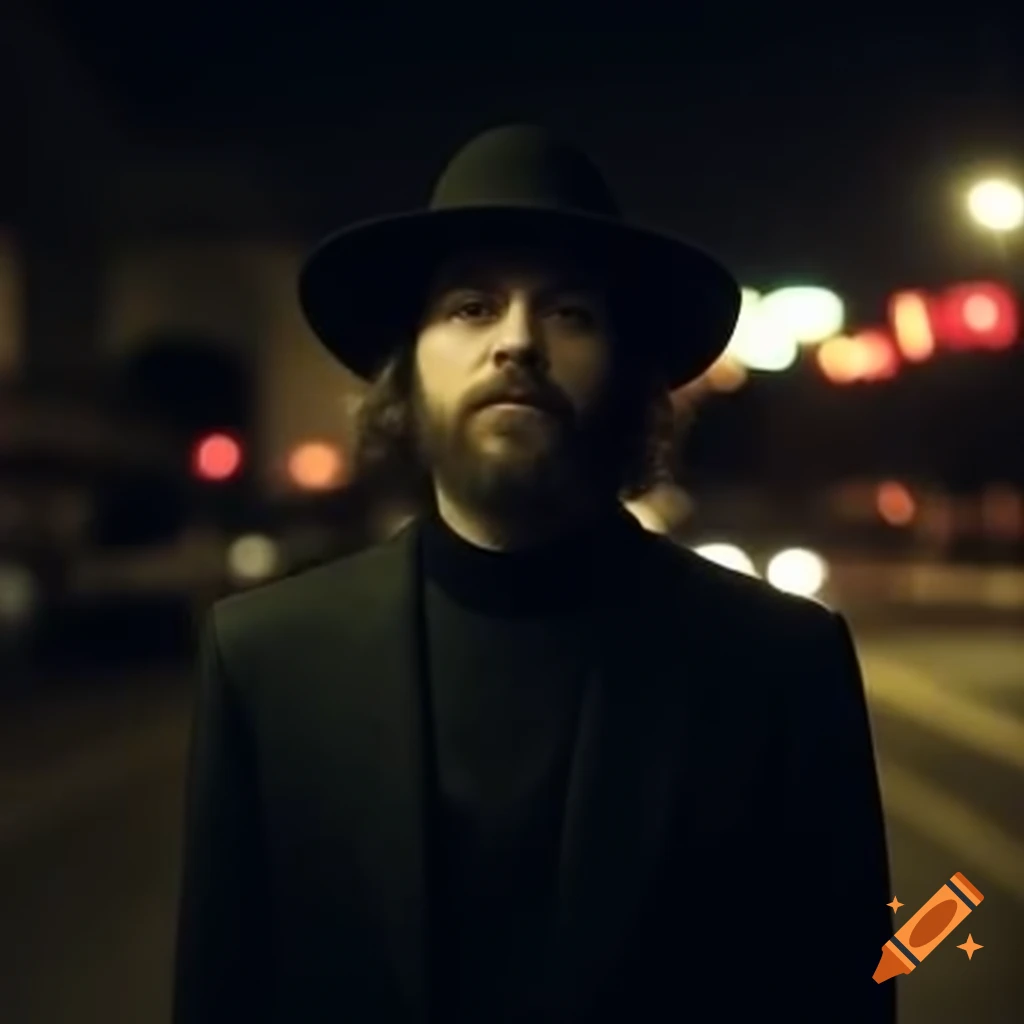 Occultist man in San Francisco at night