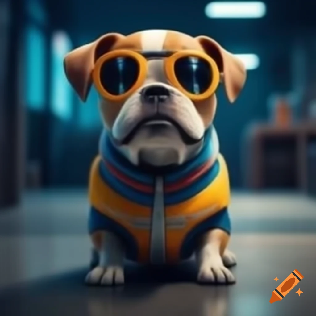 Cartoon AI dog illustration in PNG format