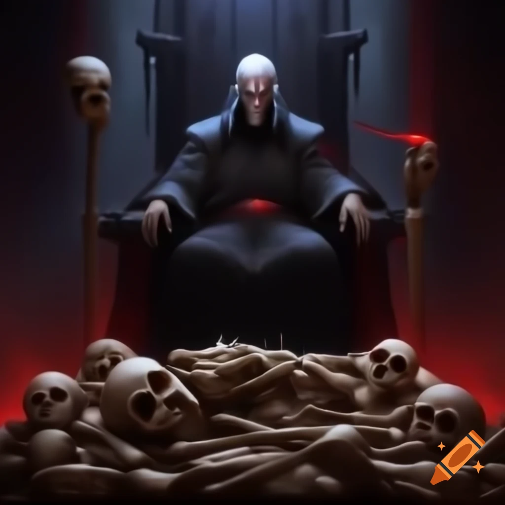 Sith lord sitting on throne made of bones