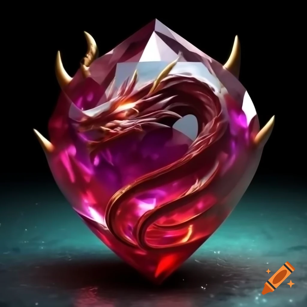 Ruby gemstone crafted into majestic dragon with glimmering scales