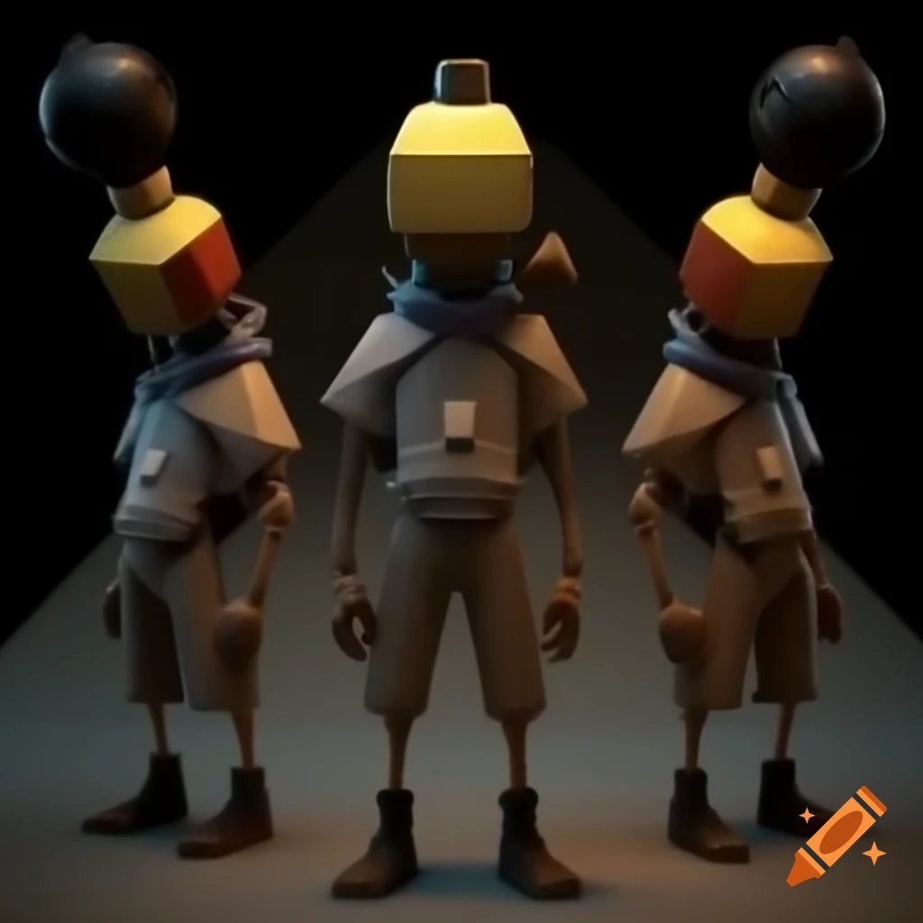 Geometric character with a bomb head