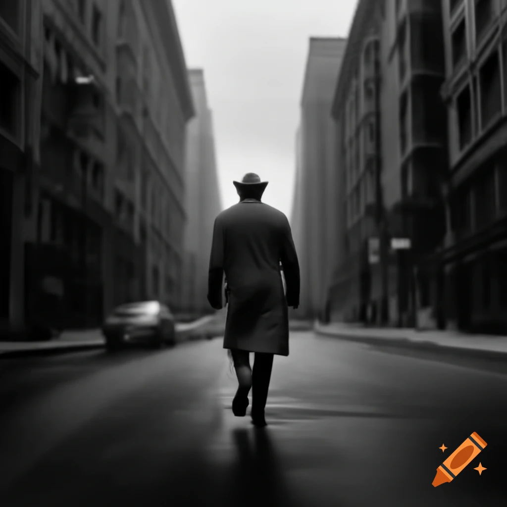 Man walking down street towards dramatic opening