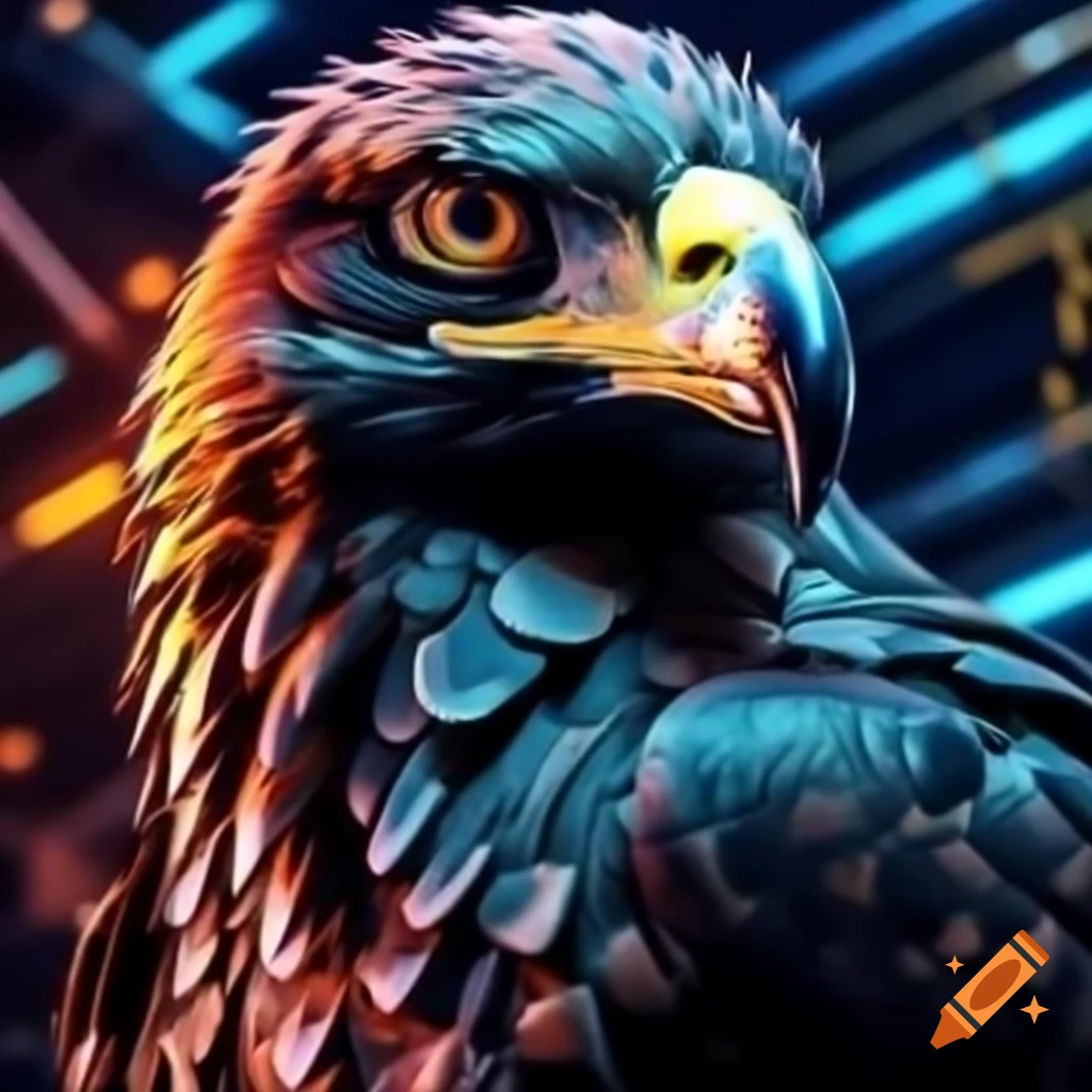 Cyber eagle featuring carbon fiber feathers