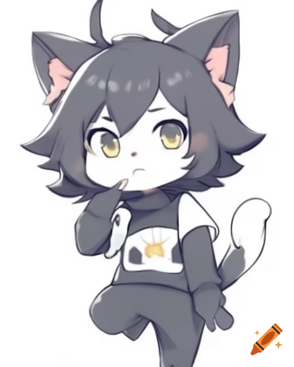 Anthro cat boy in kemono anime style