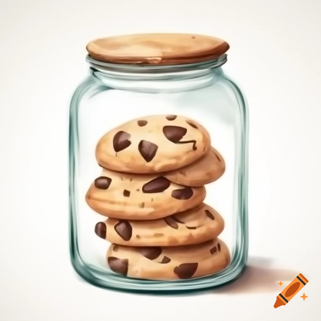Cookie jar on white background in watercolor style