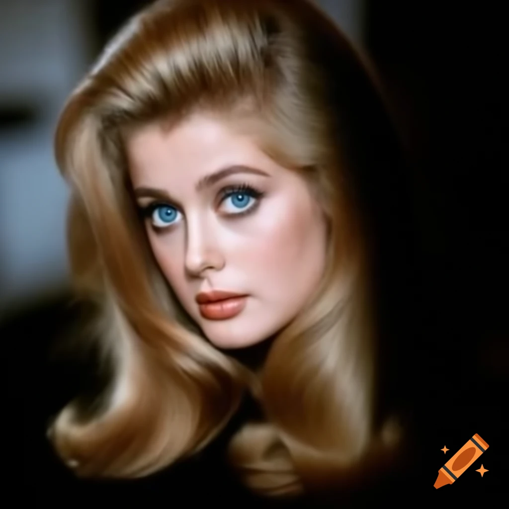 Beautiful European actress from 1963 with striking blue eyes and wavy golden hair