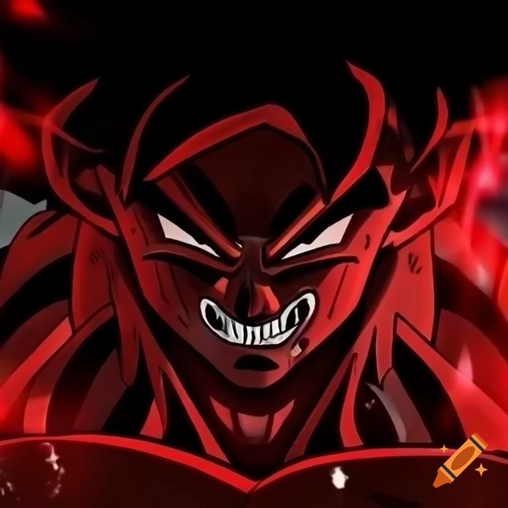 Super strong Goku possessed by red and black demon