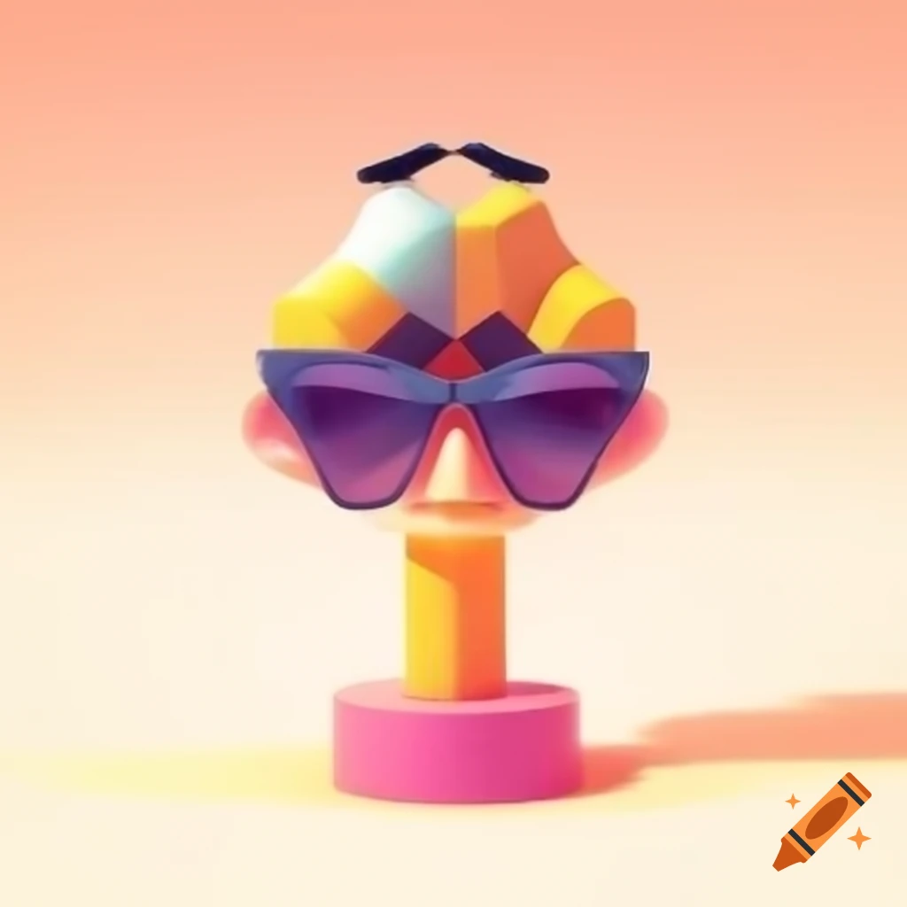 Cubist-inspired sunglasses stand displaying unique identity