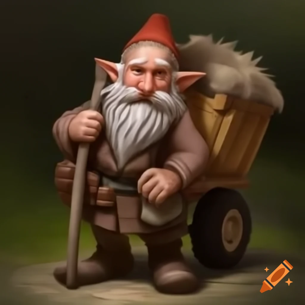 Dwarf merchant in Dungeons & Dragons with cart filled with merchandise