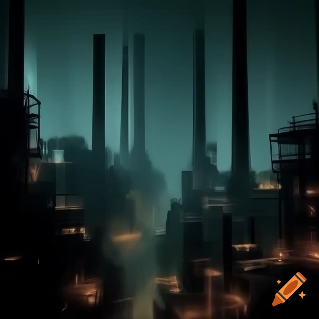 Ultra high resolution abstract photograph of industrial cityscape with distorted composition